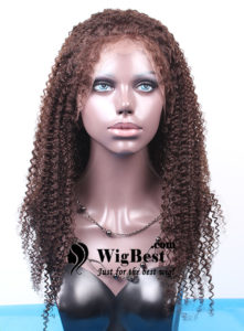 Best Afro Curl Brown Remy Human Hair Full Lace Wigs