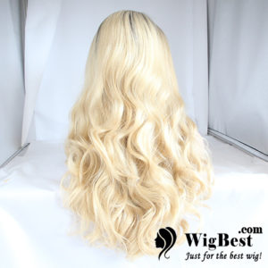 Wholesale Cheap Wavy Ombre Hair Dark Root Blonde Synthetic Lace Front Wigs Vendors HSLW001
